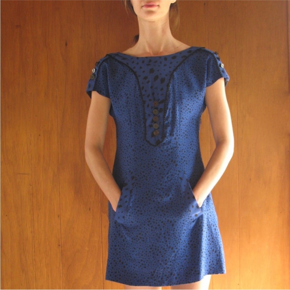 Mayle blue leopard print mini dress, 8